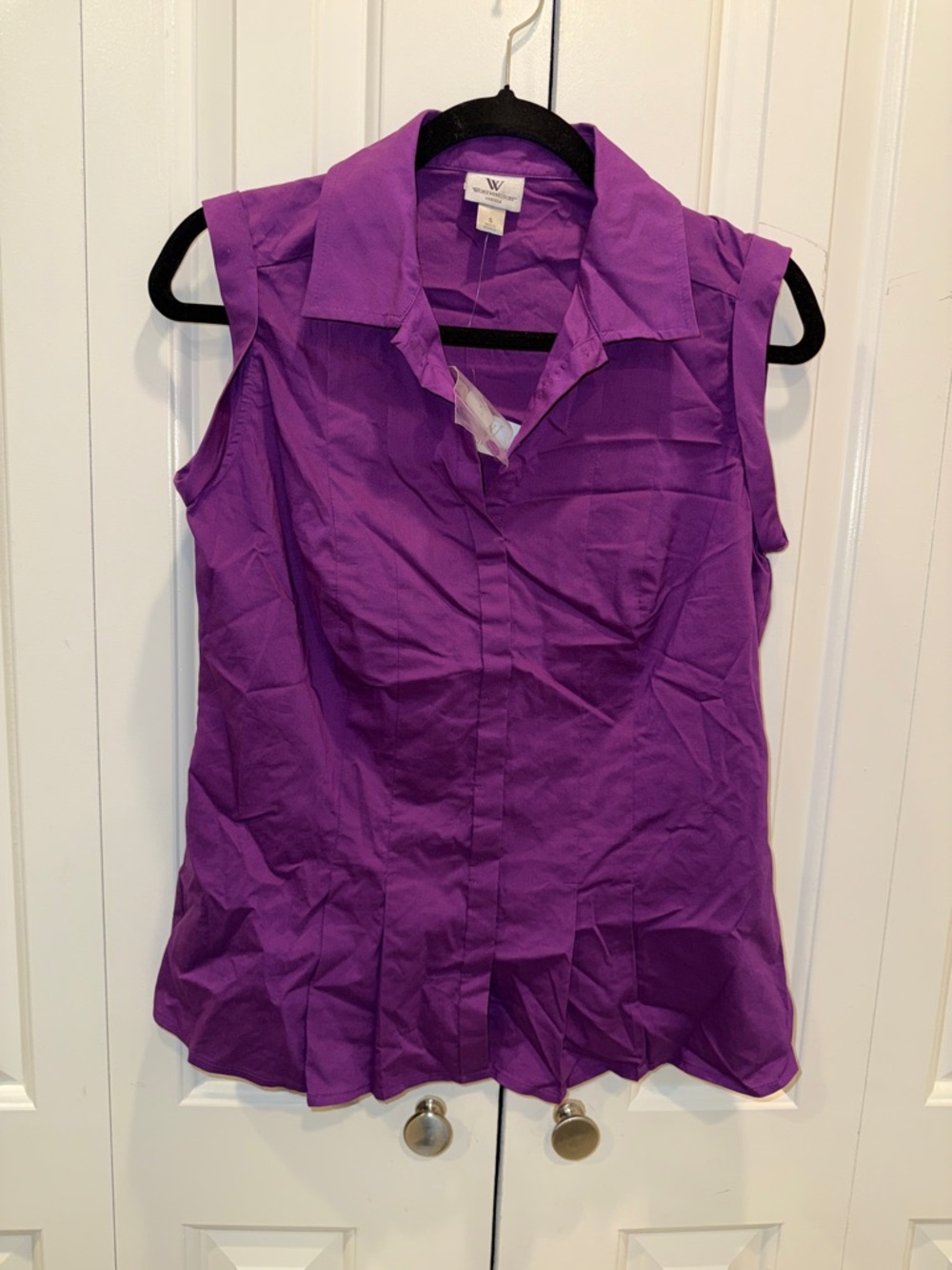 W by Worth Purple Sleeveless Button-Down Shirt